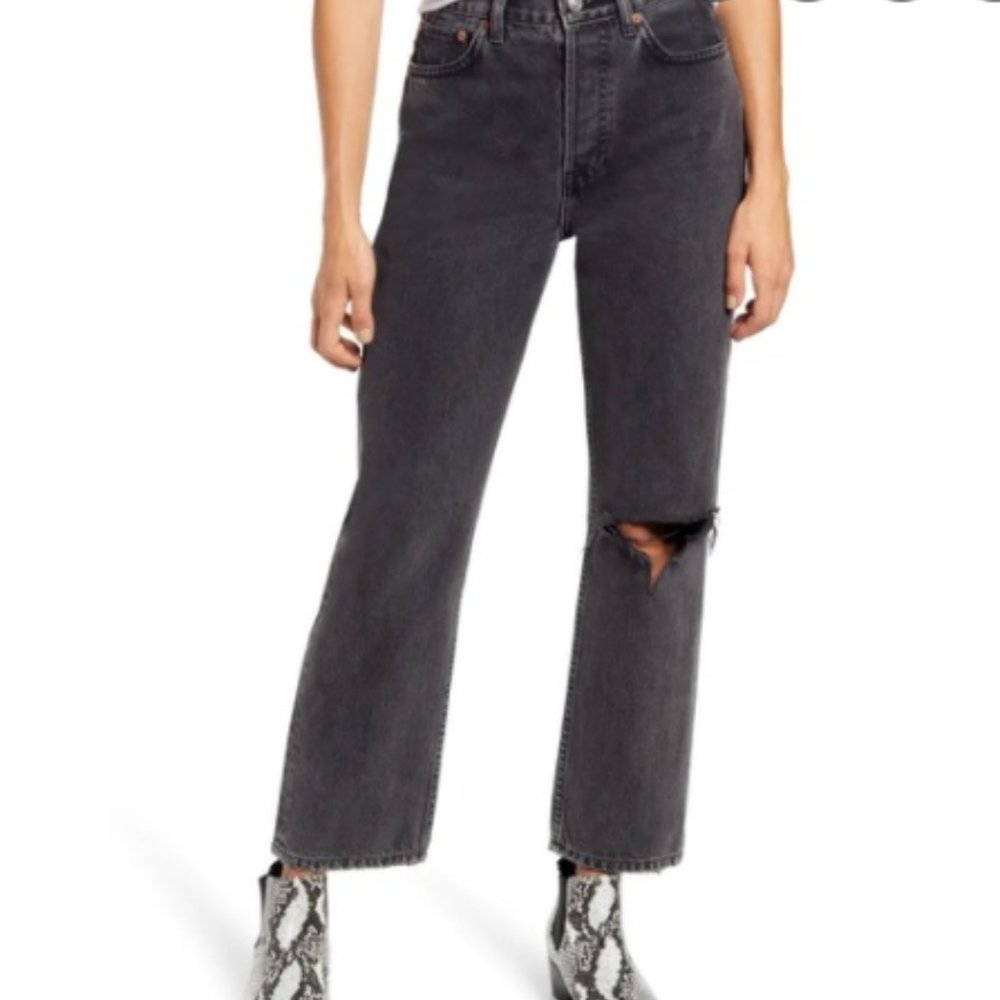 Topshop Chicago Ripped Knee High Waist Dad Jeans